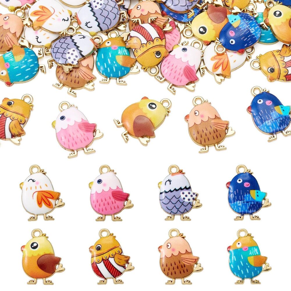 4669 Elecrelive 32Pcs Enamel Animal Charms Colorful Chick Enamel Pendants